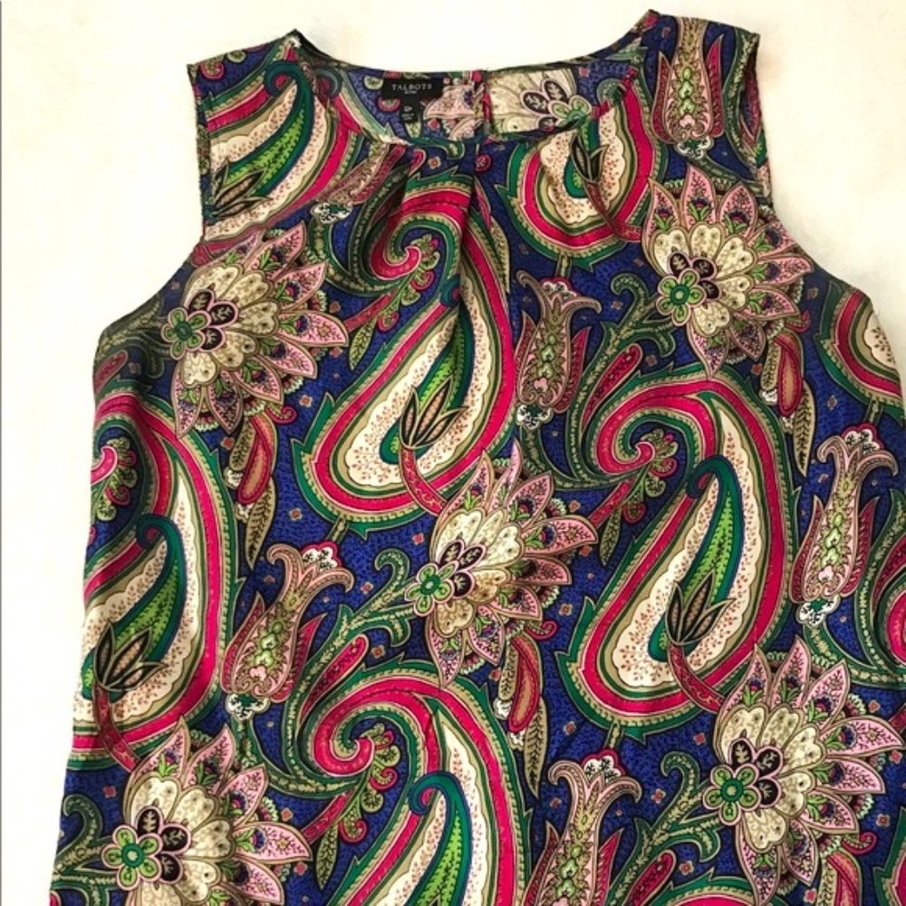 Talbots Multicolor Paisley Sleeveless Blouse - Blue, Pink, Green